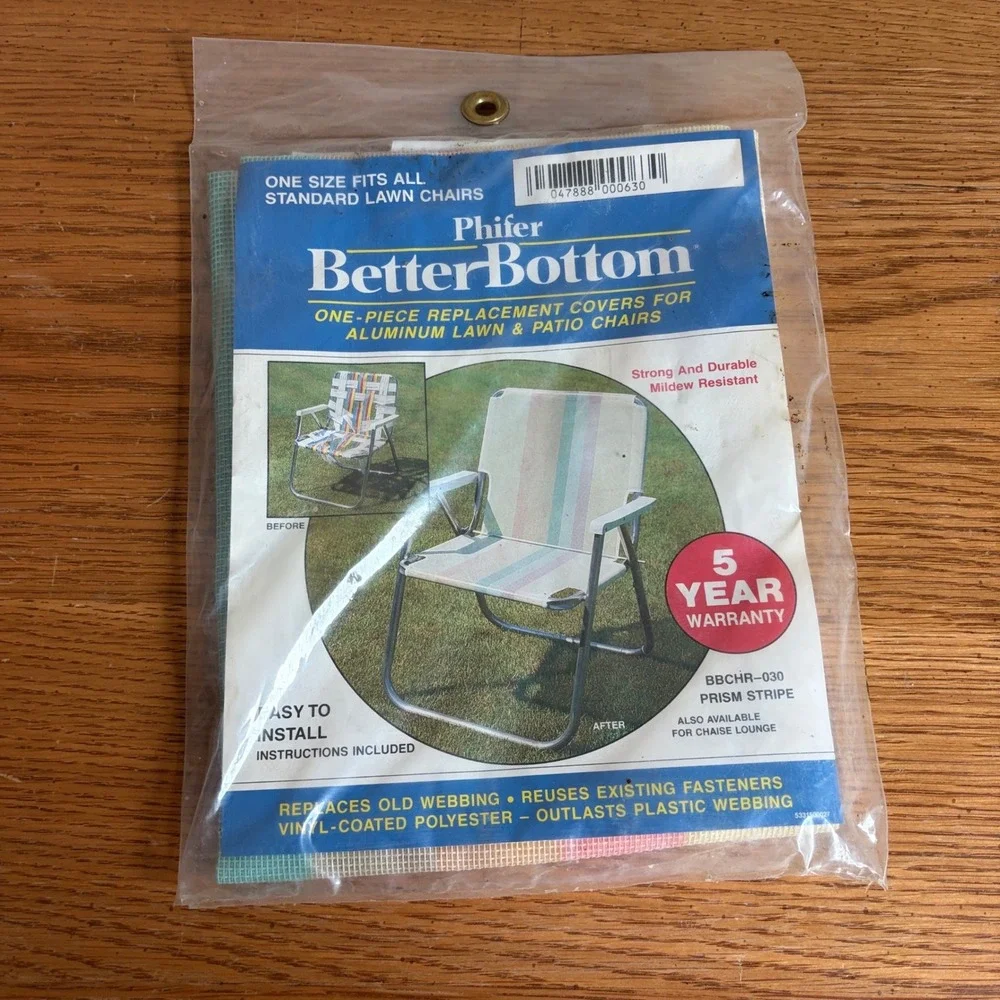 Phifer Better Bottom Replacement Lawn Chair Cover Prism Stripe BBCHR-030 Vintage